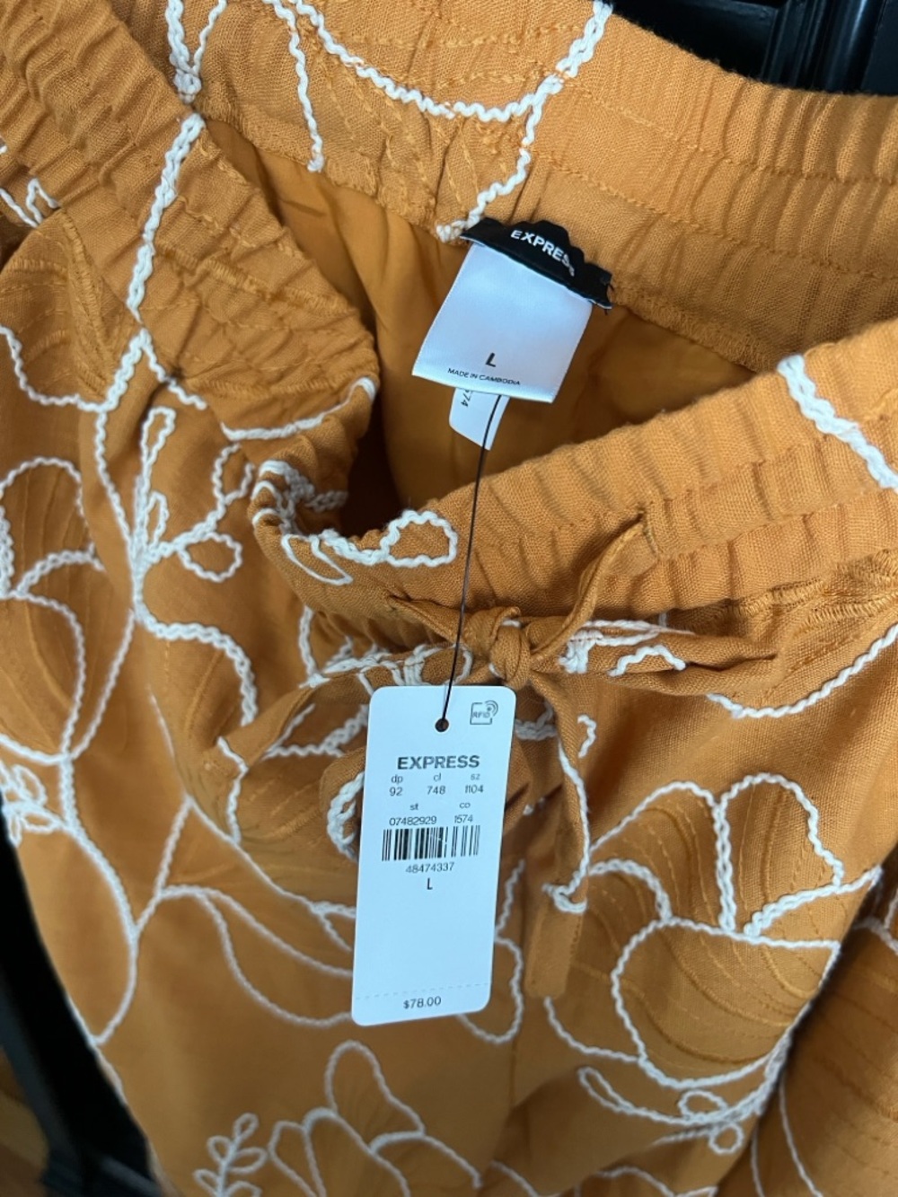 Express Wide-Leg Embroidered Drawstring Pants - Picture 2 of 5